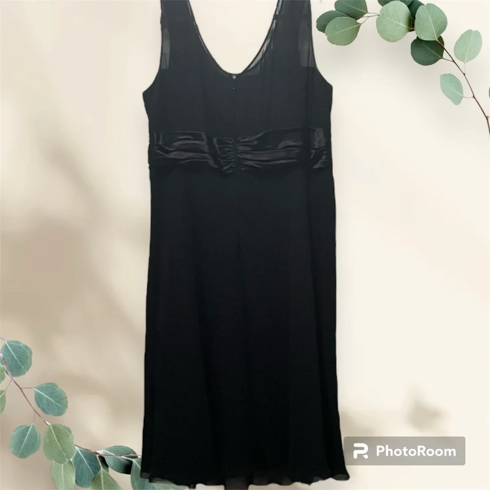 Dress Barn dress size 20W sleeveless black w/beaded top lining under chiffon - Picture 5 of 14
